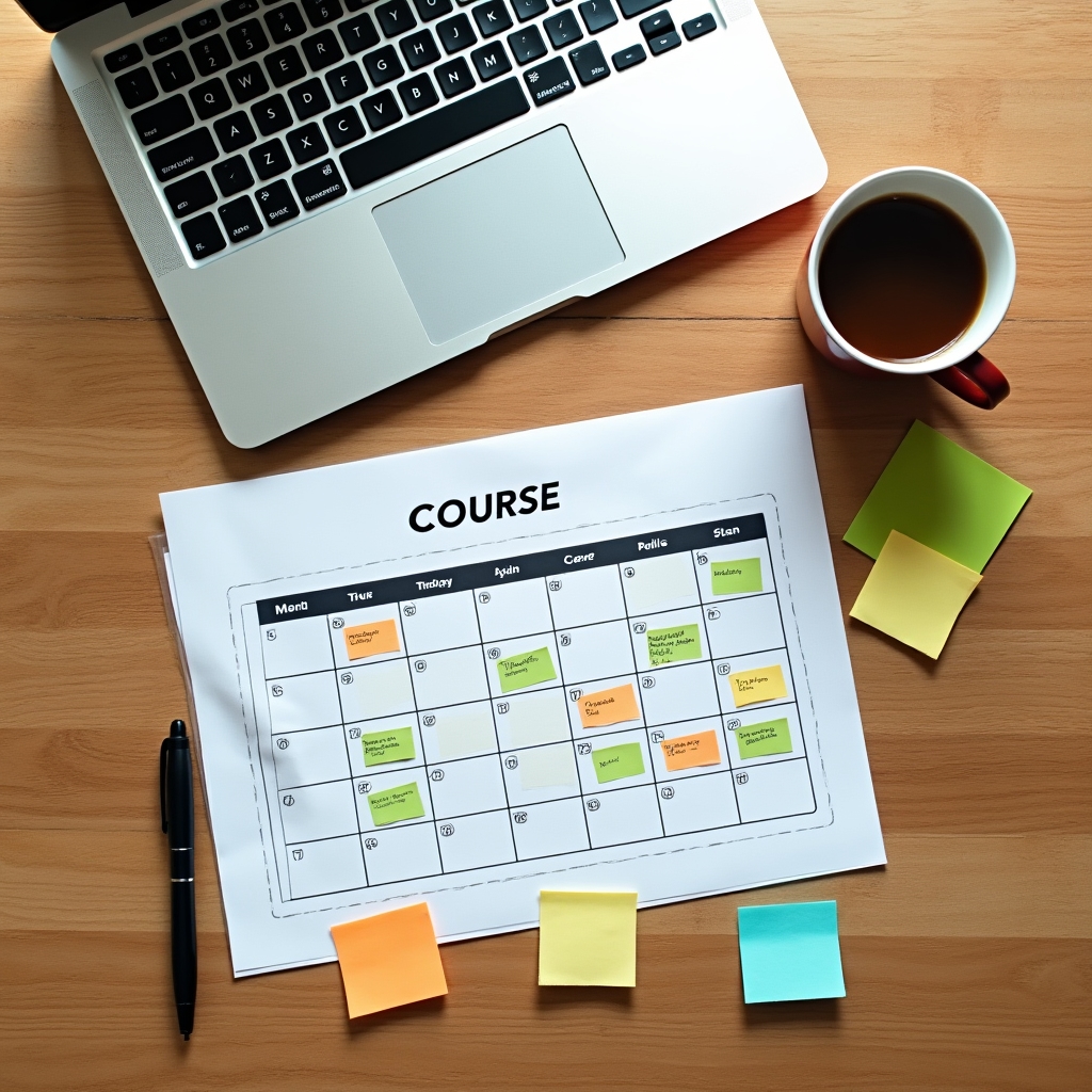 Instructor reviewing course schedule and materials in preparation for an upcoming training session