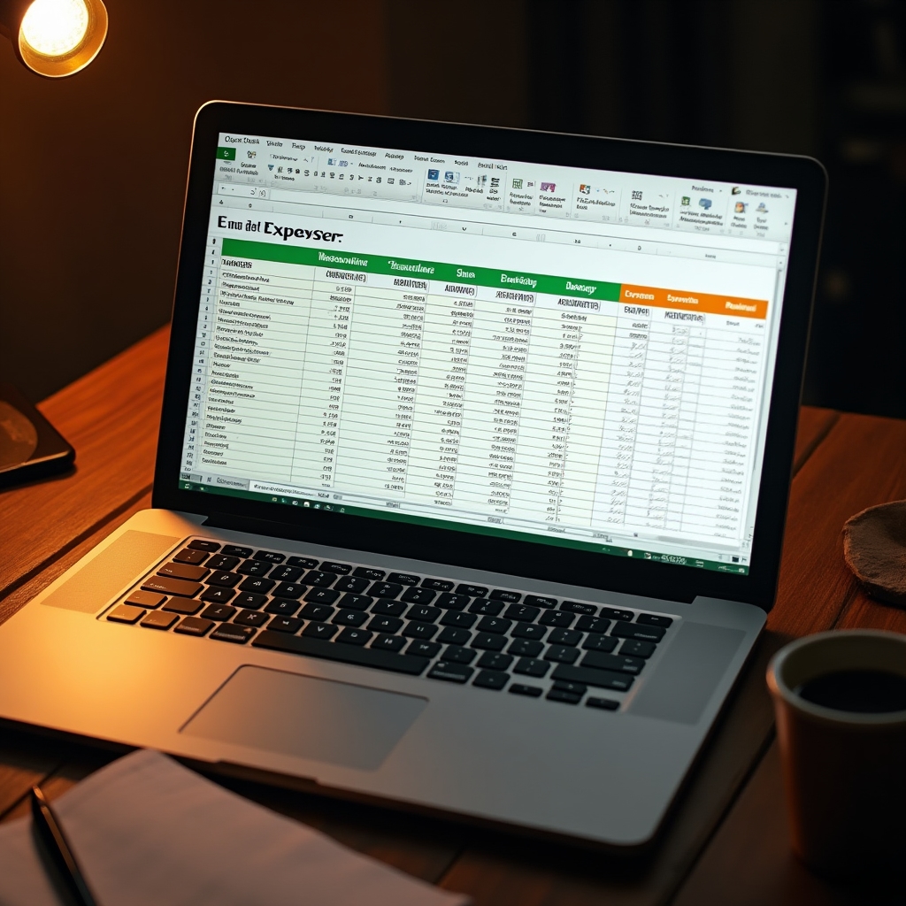 Excel daily sales and expenses register spreadsheet open on a laptop